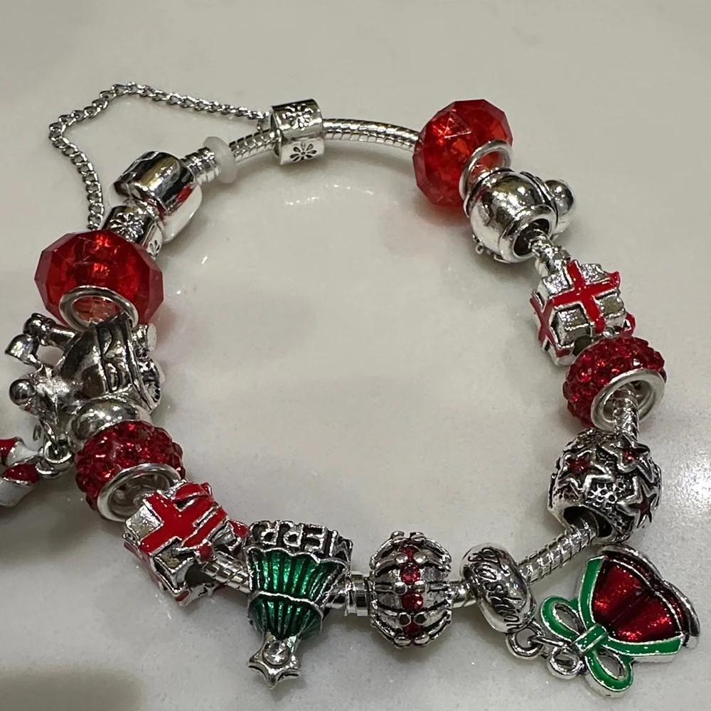 Adidas Silver Bracelet with Red and Green Charms - Picture 17 of 17